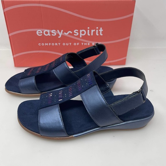 Easy Spirit Womens Hazel Open Toed Sandals in Navy 6 Wide New Retail $79 - Picture 6 of 9